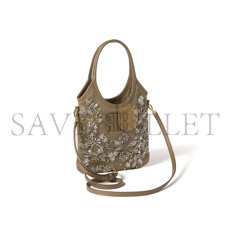 MIU MIU IVY EMBROIDERED GABARDINE BAG 5BA281 (24*20cm) MIU MIU IVY EMBROIDERED GABARDINE BAG 5BA281 (24*20cm)